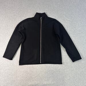 Non Fiction Full Zip Active Jacket Mens M Black 100% Cotton MockNeck Long Sleeve